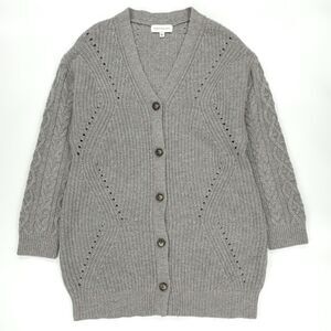 SOMETHING NAVY Wool Cashmere Rosie Cable Knit Cardigan Minimal Preppy Soft Girl